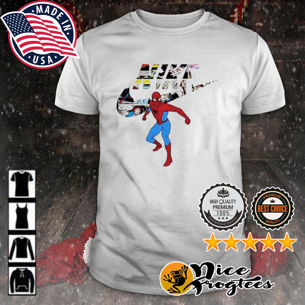 Comic Design Spiderman Nike Logo Marvel shirt hoodie sweatshirt and tank top